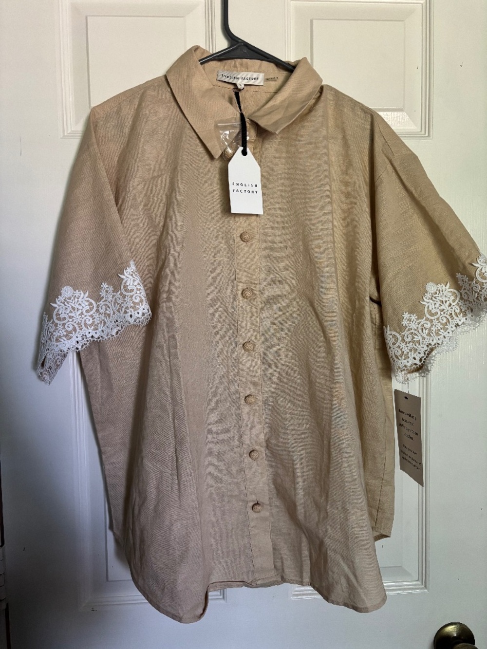 NWT English Factory Lace Linen Shirt Large